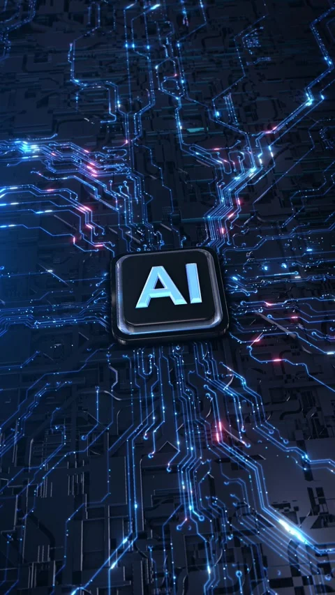 3D Futuristic Artificial intelligence microchip circuit board. AI, data processi Video stock 342782820