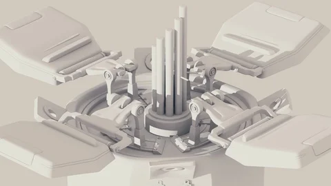 3D Futuristic Assembly Machine Construction White Stock Footage 111316973