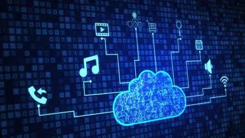 3D Futuristic Cloud computing technology and online data storage for business 動画素材 176937424