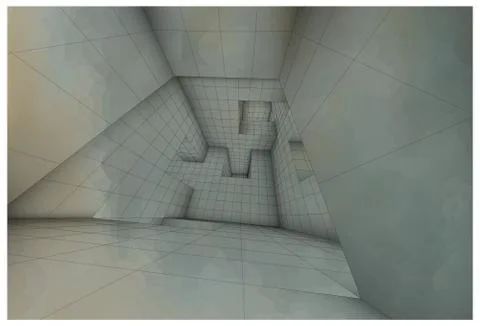 3d futuristic labyrinth shaded vector interior illustration Illustrazione stock