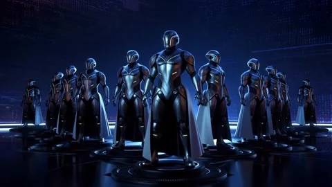 3D Futuristic Robot Warriors - 360 Degree Seamless Loop (HD) Stock Footage 346803971