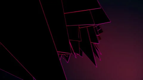 3D futuristic shape of sharp tips with wireframe and fractal displacement effect Video stock 248508505