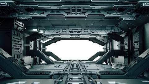 3d futuristic space facility corridor Stock Illustration