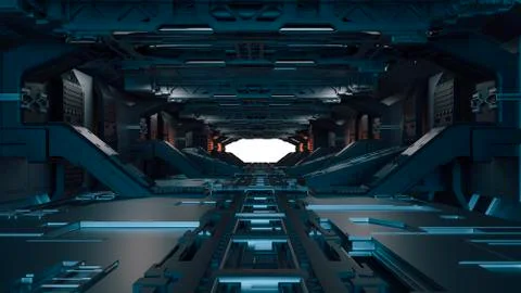 3d futuristic space facility corridor Illustrazione stock