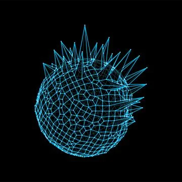 3d futuristic sphere and shape with spikes Illustrazione stock