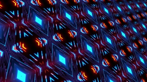 3D futuristic technology led display wall loop motion Stock Footage 147135604