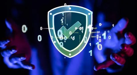 A 3D futuristic technology web background; cybersecurity, information, or net Foto stock
