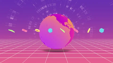 3D futuristic visualisation of metaverse immersive virtual world Stock Footage 246756611