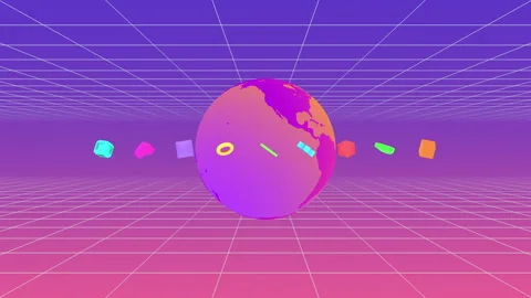 3D futuristic visualisation of metaverse immersive virtual world Stock Footage 249516107