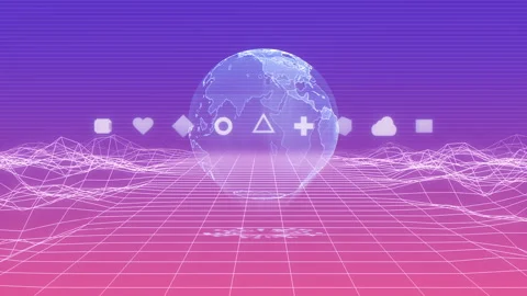 3D futuristic visualisation of metaverse immersive virtual world Stock Footage 252059709