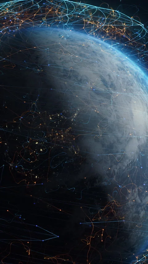 3D futuristic worldwide big data sphere over the Earth planet Stock Footage 273124218