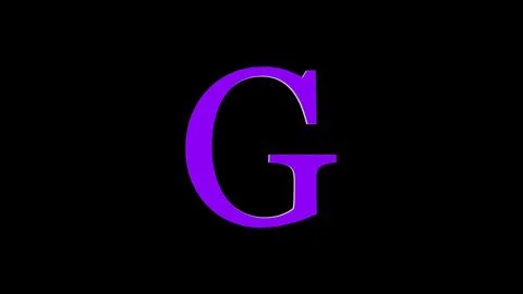 3d G letter logo loopable rotated purple color black background Stock Illustration