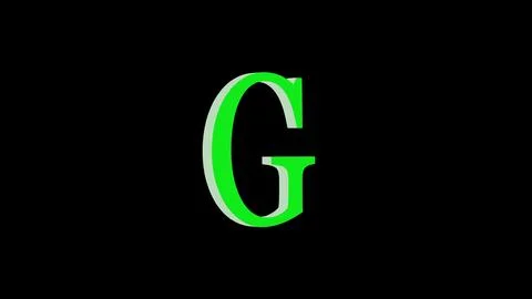 3d G letter logo loopable green color black background 스톡 일러스트