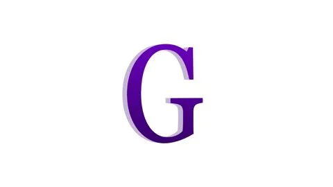 3d G letter logo loopable purple color white background Illustrazione stock