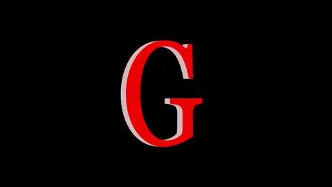 3d G letter logo loopable red color black background Illustrazione stock