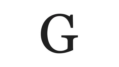 3d G letter logo loopable rotated black color white background Stock Illustration