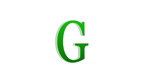 3d G letter logo loopable rotated green color white background Stock Illustration