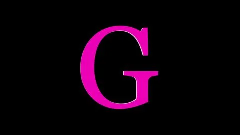 3d G letter logo loopable rotated pink color black background Stock Illustration