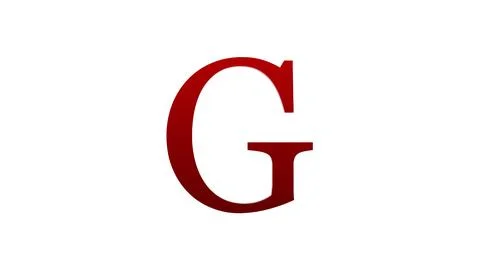 3d G letter logo loopable rotated red color white background Stock Illustration