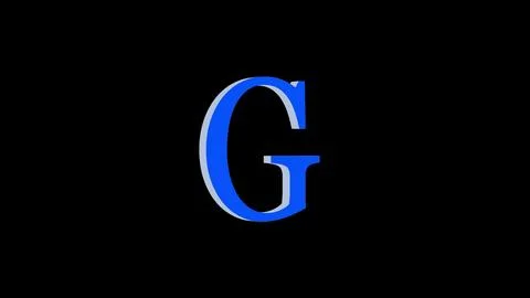 3d G letter logo loopable blue color black background Stock Photos