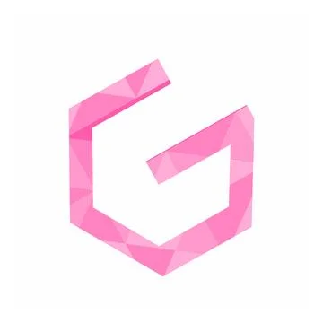 3D G pink initials geometric logo Stock Illustration