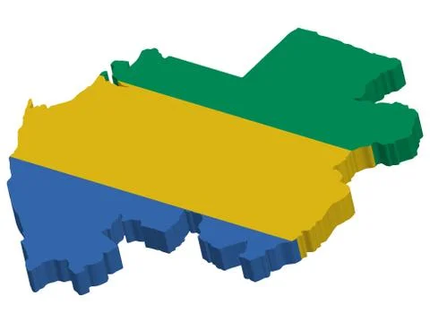 3D Gabon Map Flag Vector illustration eps 10 イラスト素材