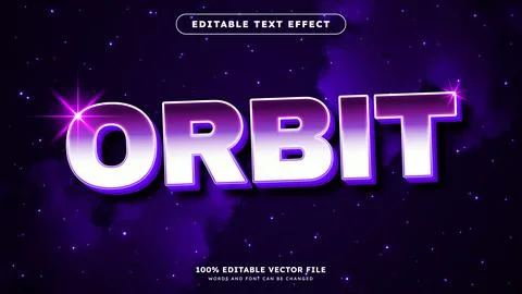 3D Galaxy orbit editable vector text effect with elegant purple outer space.. Stock Illustration