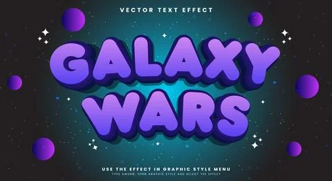 3d Galaxy War Cartoon Editable Text Effect Template Illustrazione stock