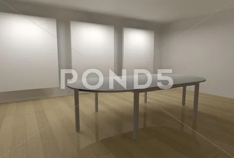 3d gallery with frames and meeting table Stock Illustration