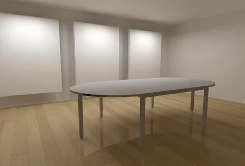 3d gallery with frames and meeting table Illustrazione stock