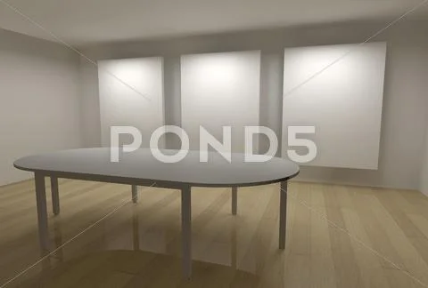 3d gallery with frames and meeting table Stock Illustration