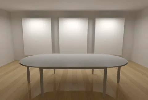 3d gallery with frames and meeting table Stock Illustration