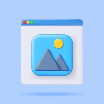 3D Gallery Icon in Browser Window Illustrazione stock