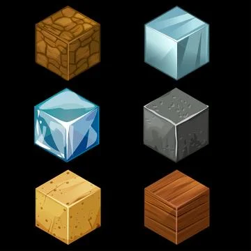 3D Game block Isometric Cubes Set elements Stock Illustration