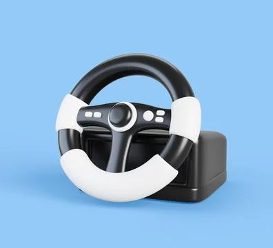 3d game controller simulator car steering wheel. Gaming driving equipment for Stock Illustration