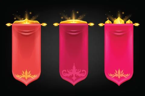 3D game flag kit, vector UI red cloth esport team banner Illustrazione stock