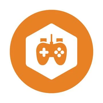 3d, game, gaming icon. Orange color vector EPS. Stock Illustration