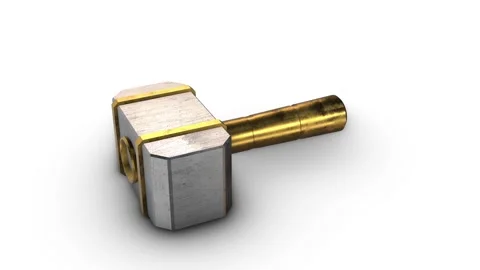 3D Game Hammer Icon on a White Background. Gaming Assets 3D. Hammer 3D Icon. 4K Stock Footage 283440948