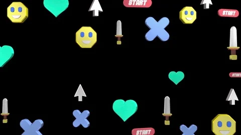 3D game icons with alpha mask | Stock Video | Pond5