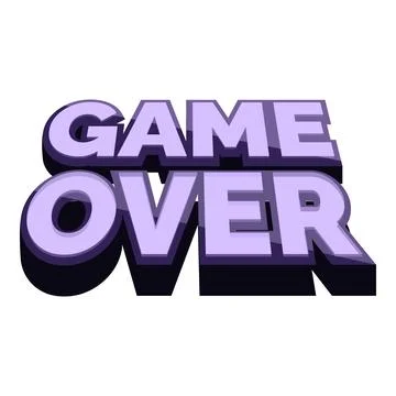 3d game over text showing ending of video game Stock Illustration