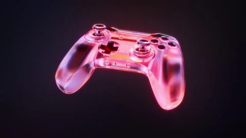 3D Gaming Console Wireless Controller Joystick glossy transparent shiny glow Stock Footage 236303690
