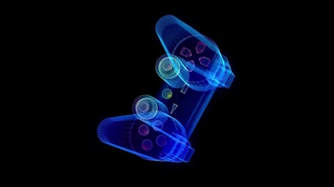 3D Gaming Console Wireless Controller Joystick transparent translucent shiny Stock Footage 278355524