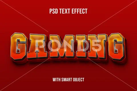 3D Gaming Editable Text Effect PSD Fiery Orange Red Esports Video Game Font PSD Template