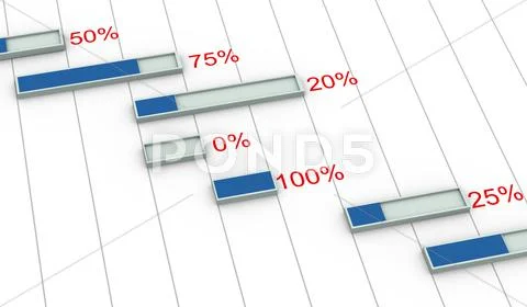 3d gantt chart percentage progress Stock Illustration