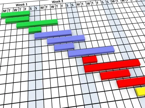 3d gantt chart progress Illustrazione stock