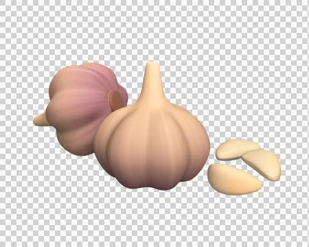 3d garlic isolated on white background. 3d rendering Stock Illustration
