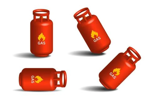 3D Gas Cylinder Set Vector Illustration Ilustración de archivo