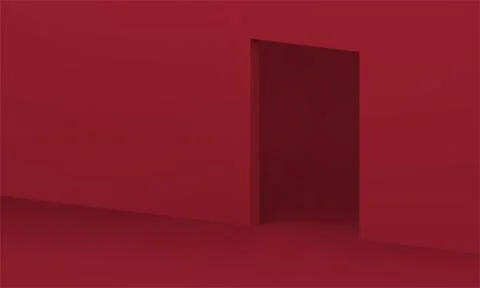 3d gate rectangular door red empty apartment interior minimal design realis.. Illustrazione stock
