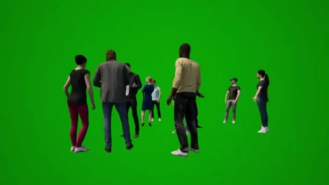 3D gathering of protesters in green screen talking and protesting in the street  Video stock 213273976
