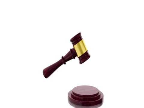3d Gavel hitting down on isolated white background. Stock Footage 69727871